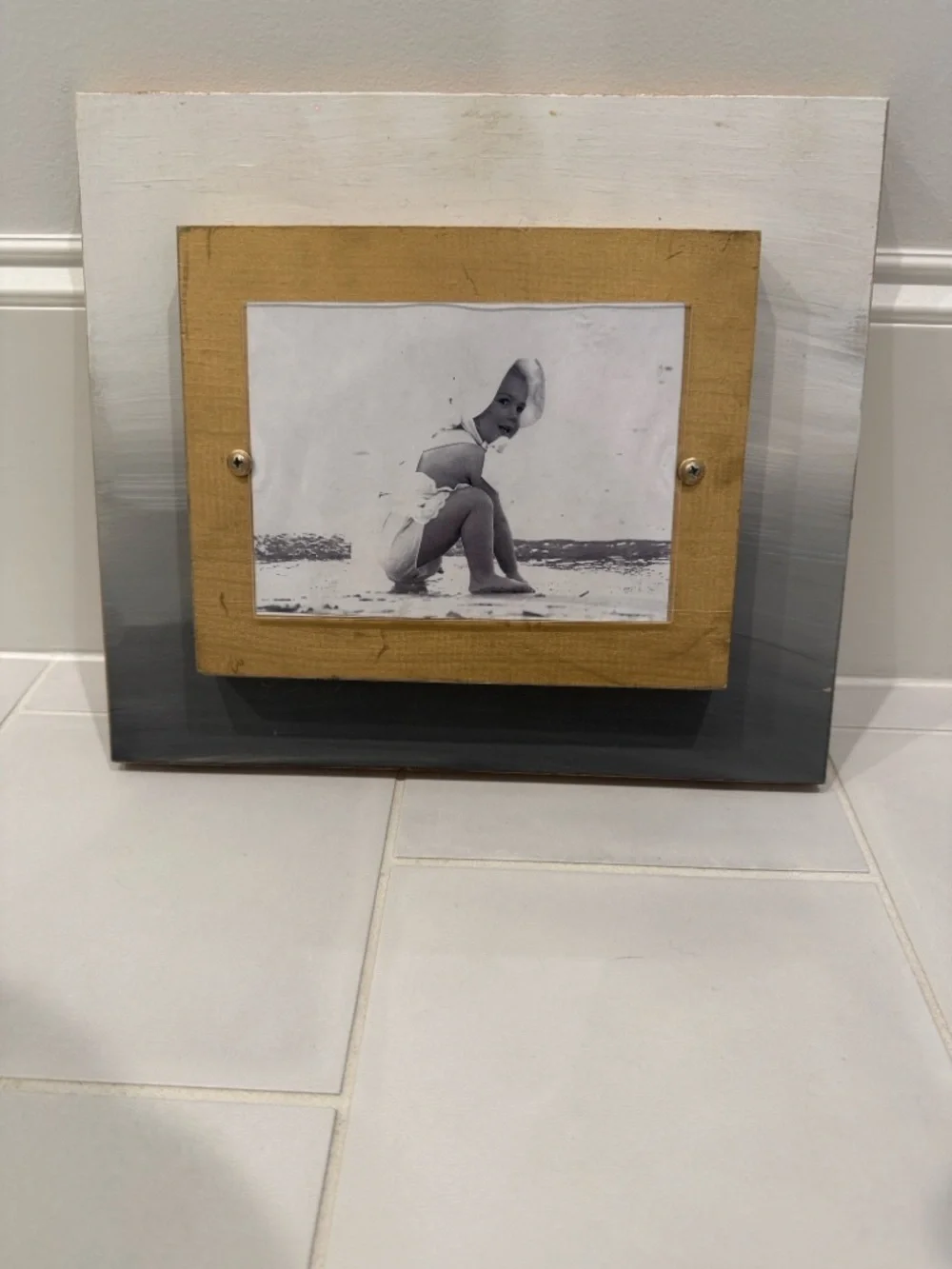 Handmade Two-Tone Picture Frame with Gold Inner Mat
